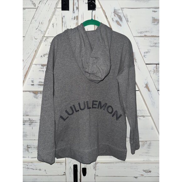 Lululemon Cut Above Hoodie Expression Heathered Gray Logo Back Side Slits Size 8 - Picture 1 of 10